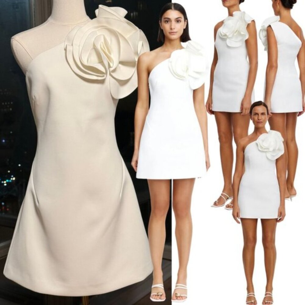 🆕 ACLER 🧿 NWOT Turflea One Shoulder Mini Dress, Ivory - Sz AU 14 US 10